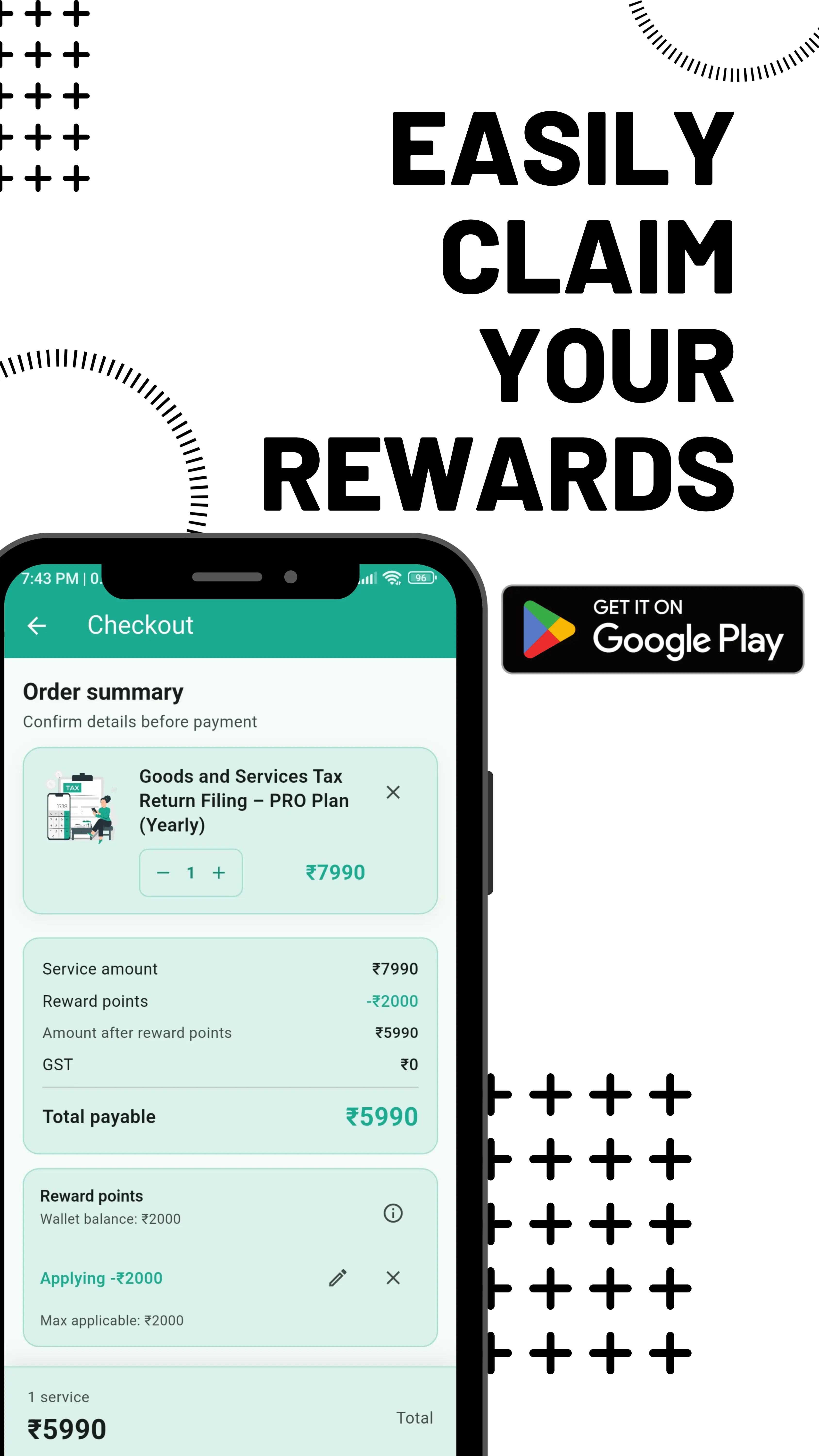 Apply rewards at checkout