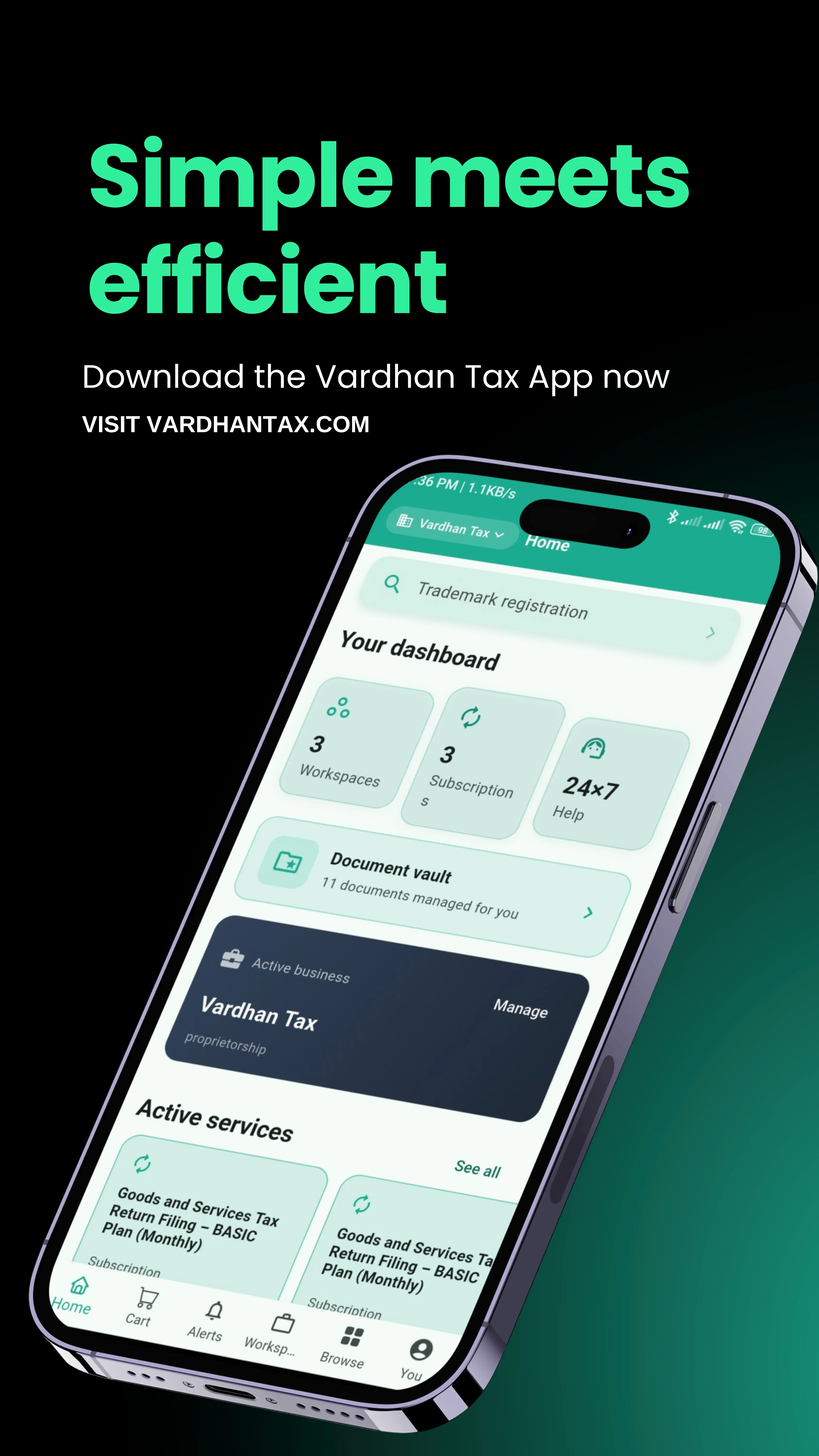 Vardhan Tax app screens