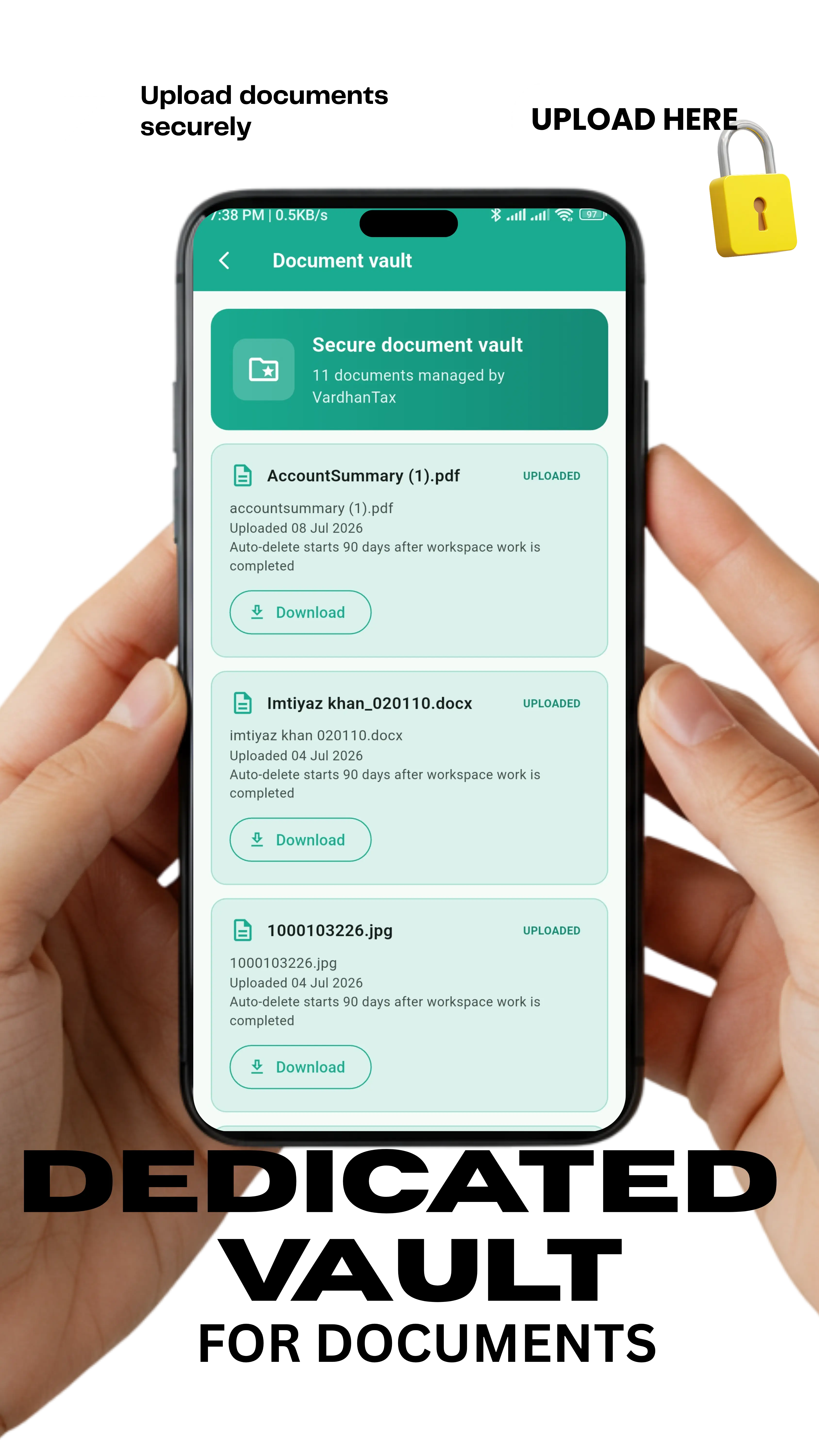 Document upload screen