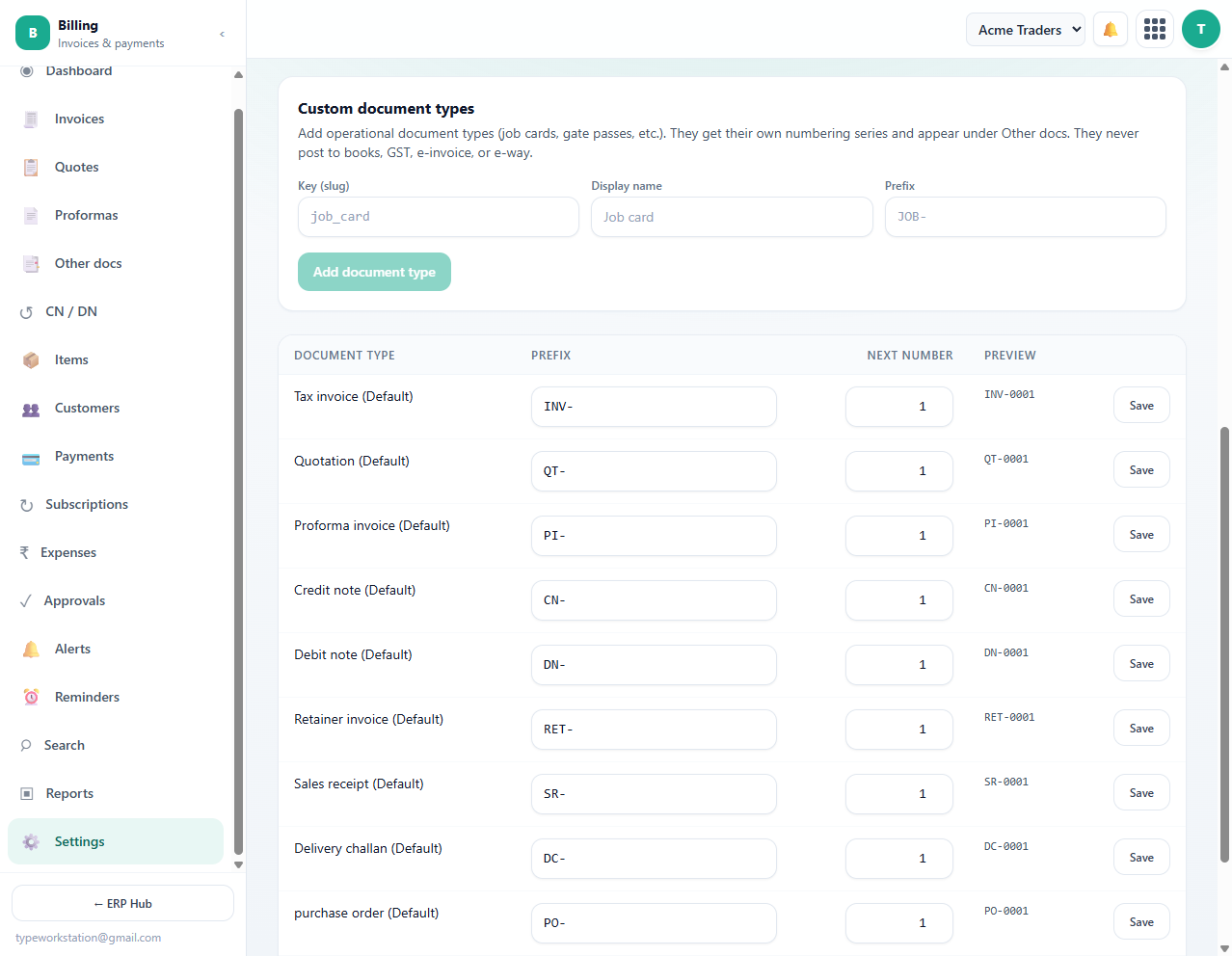 Document series and approvals in Billing